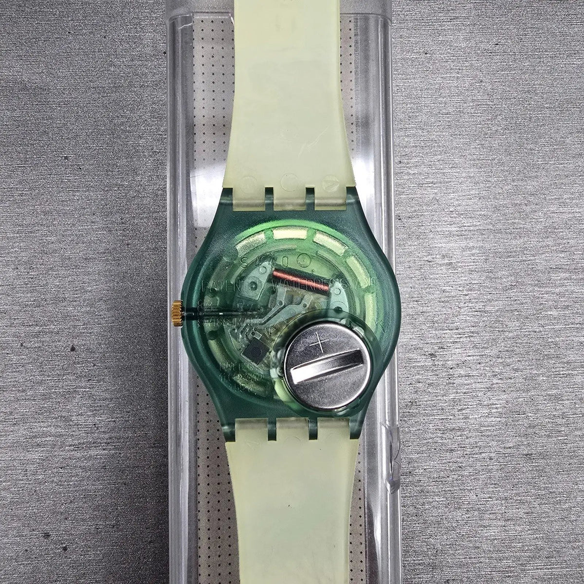 Swatch Sole Mio Watch Men 34mm Blue Dial Green Case GM124 New Battery NOS6