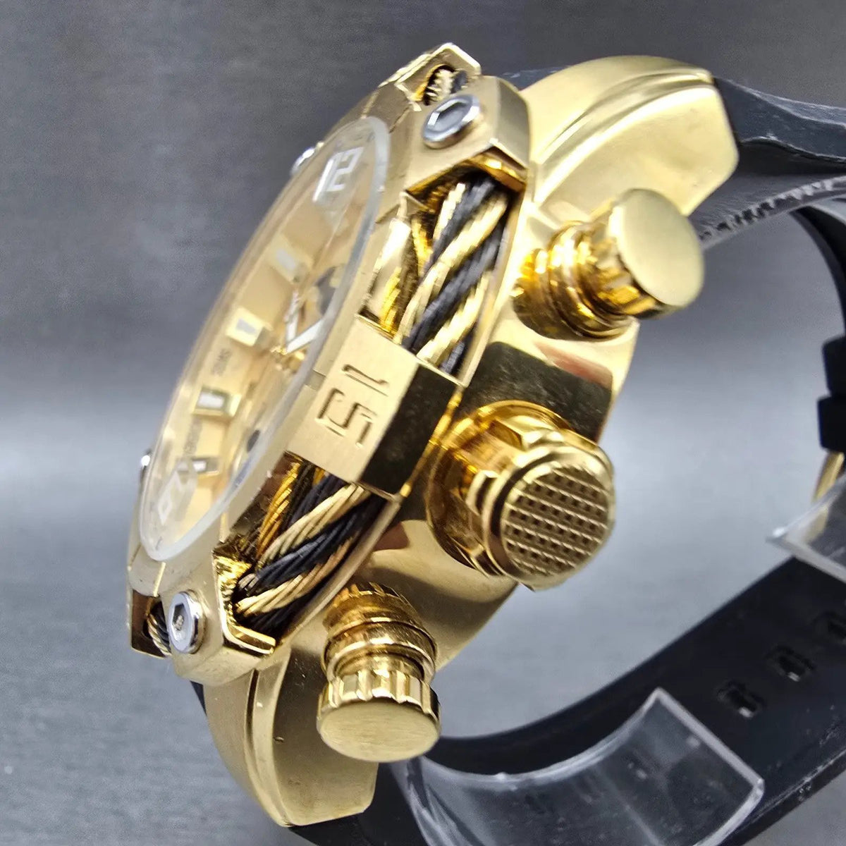 Invicta Bolt Chronograph Watch Men 51mm Gold Dial Gold Tone Date 27283 New batt2