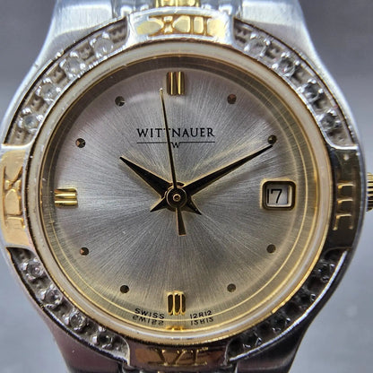Wittnauer Watch Women 25mm Silver Dial Two Tone Date Round 12R12 New Battery1