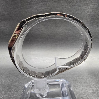Seiko Tank Watch Women 13mm White Dial Two Tone Rectangle 2E20-0AY0 New Batt Fr6