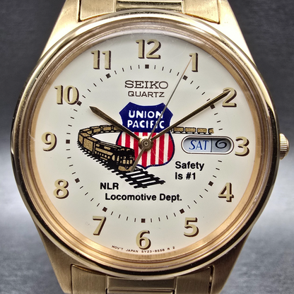 Seiko Union Pacific Watch Men 35mm Ivory Dial Gold Tone 5Y23-8049 New Battery1
