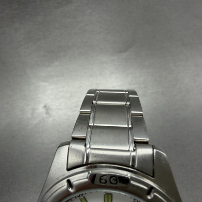 Casio Dive Watch Men 41mm White Dial Silver Tone Date Round MTP-1244 New Batt 7Q4