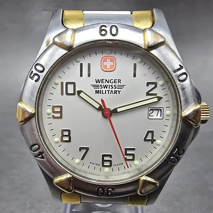 Wenger Swiss Military Watch Men 38mm Silver Dial Two Tone Date 79051 PARTS0