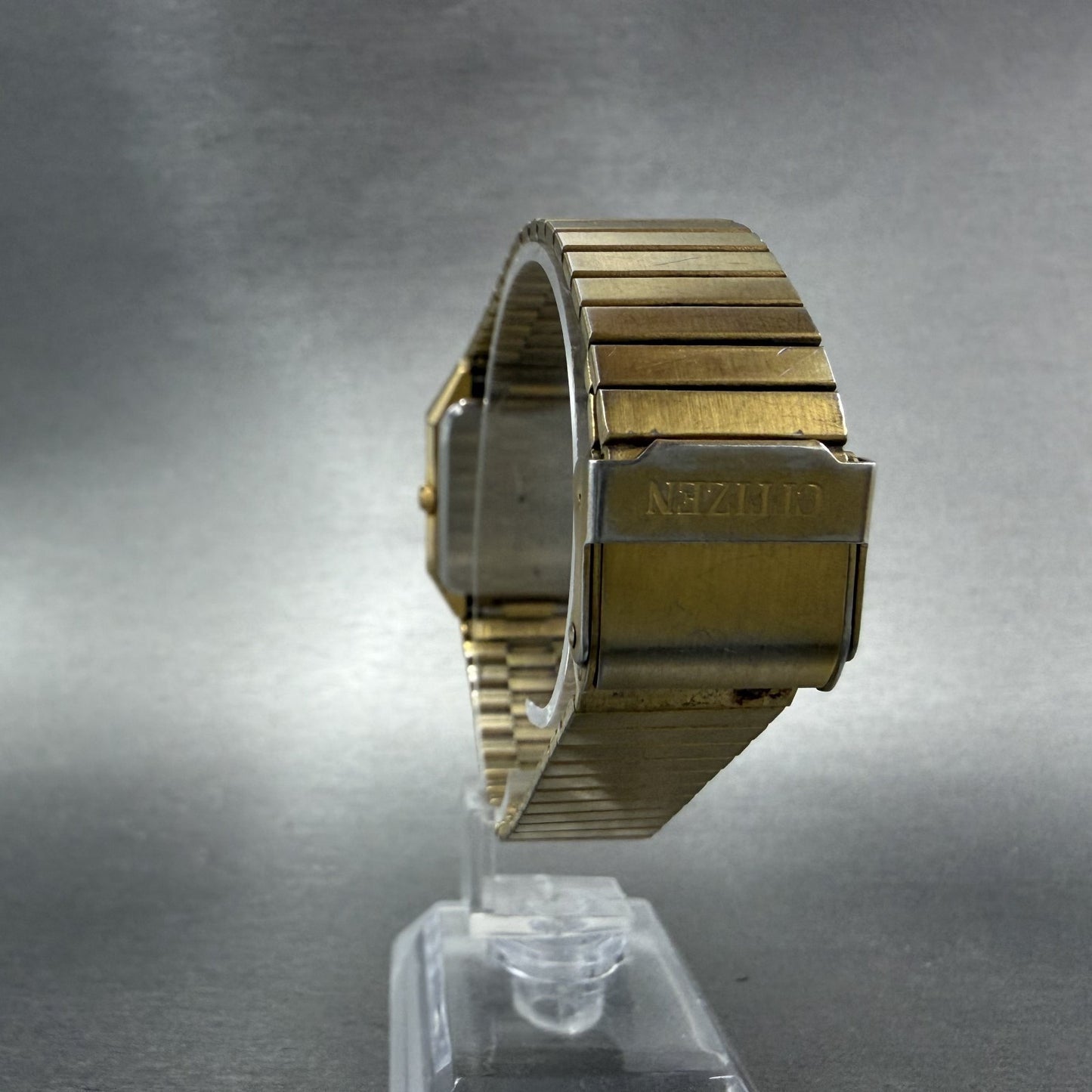 Citizen CQ Tank Watch Men 26mm Black Dial Gold Tone Octagon New Battery VHE7