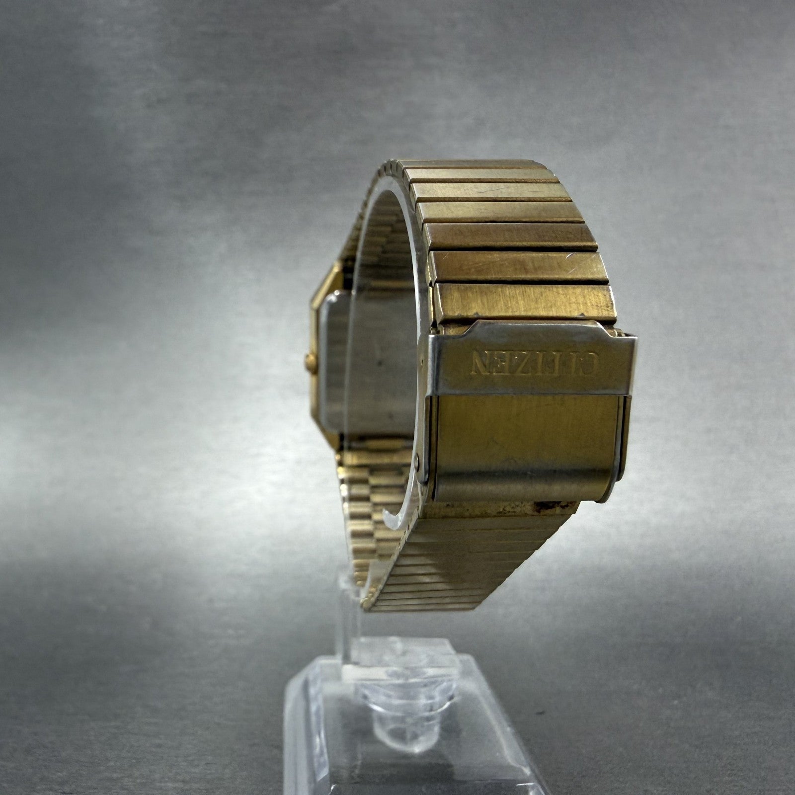 Citizen CQ Tank Watch Men 26mm Black Dial Gold Tone Octagon New Battery VHE7