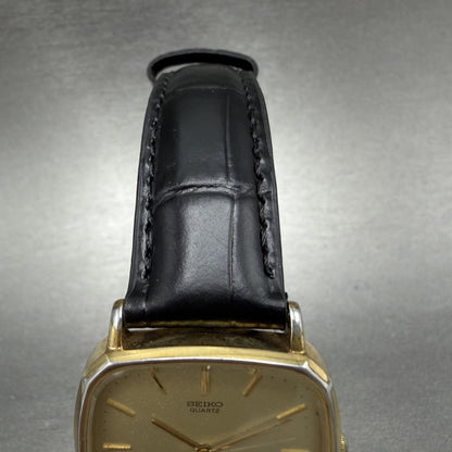 Seiko Watch Men 31mm Champagne Dial Gold Tone Rectangle 5931-5470 New Battery4