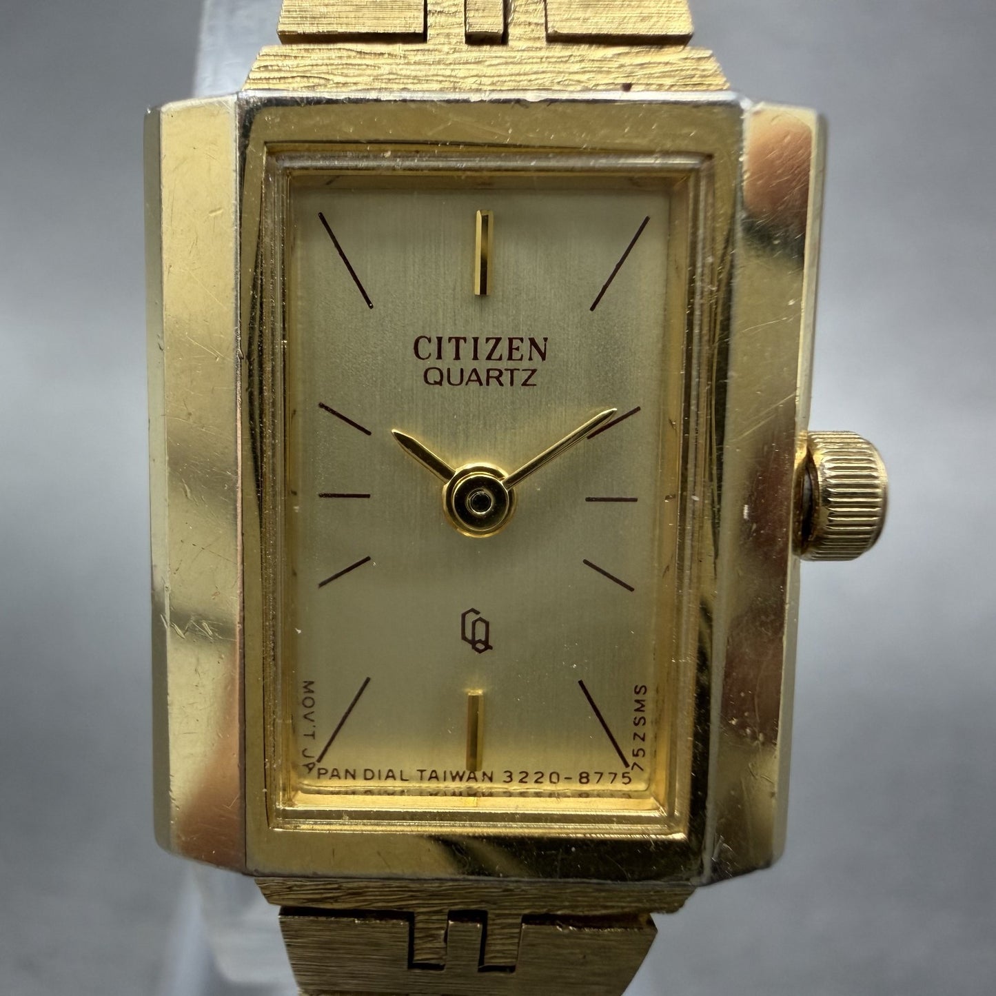 Citizen CQ Watch Women 17mm Champagne Dial Gold Tone Rectangle 3220 New Battery1