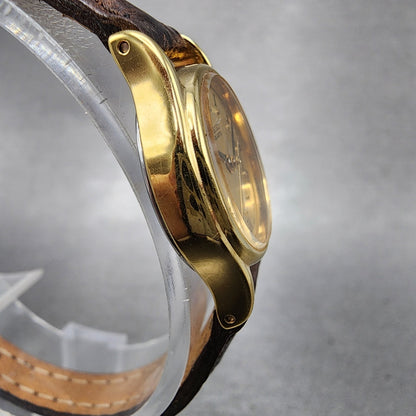 Seiko Watch Women 20mm Gold Dial Gold Tone Round 1N010E10 New Battery3