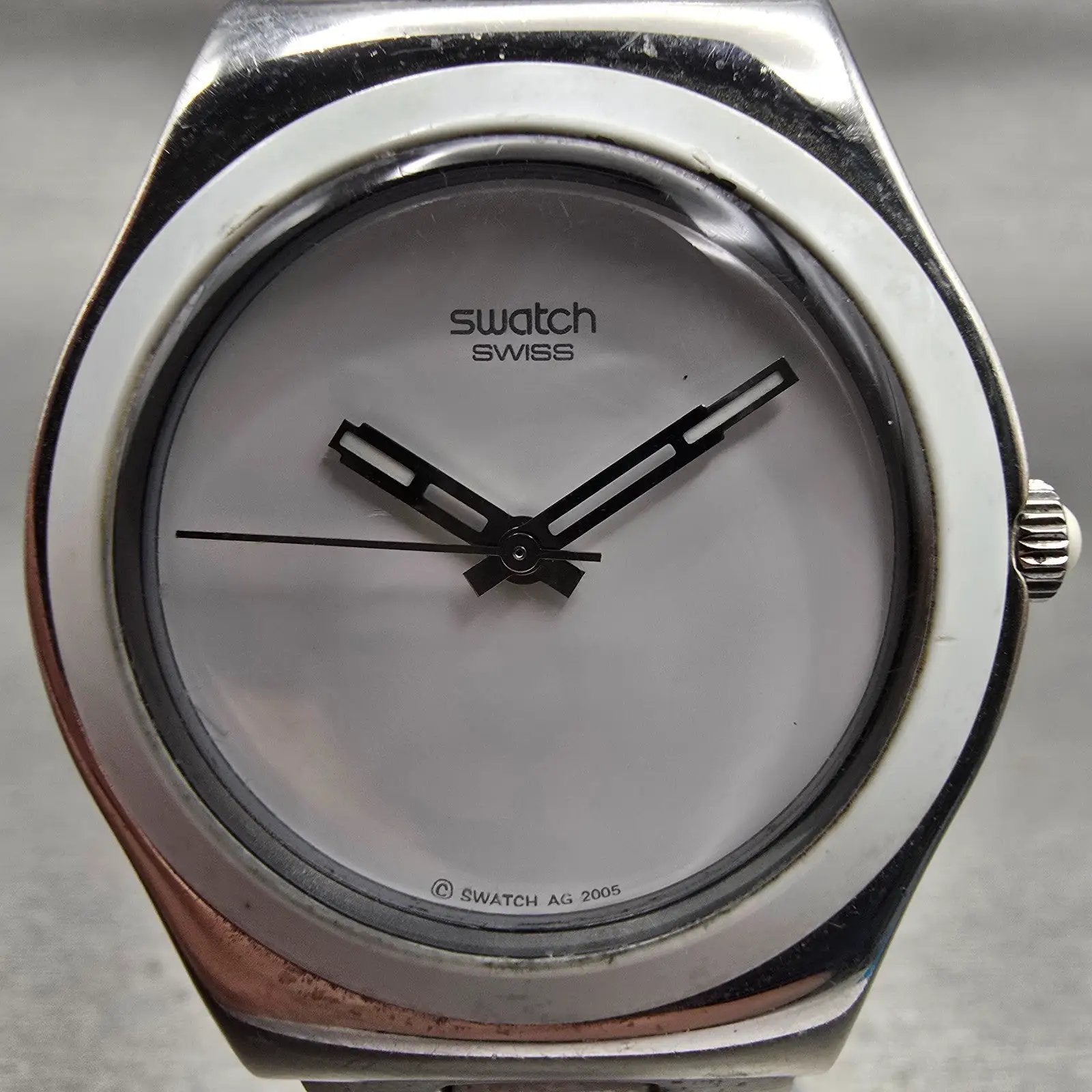 Swatch Irony Tresor Blanc Watch Women 33mm White Dial Silver YLS141GC New Batt1