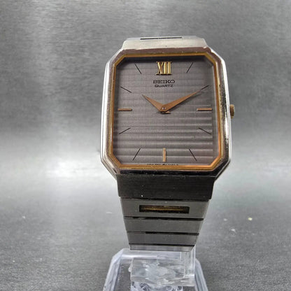 Seiko Tank Watch Men 26mm Gray Dial Gold Tone Rectangle 5P30-5300 PARTS Vintage6