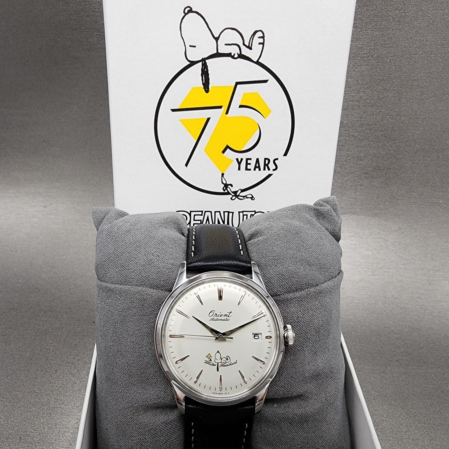 Orient Peanuts Snoopy Bambino Watch Men 38mm White Dial Steel Date Automatic0