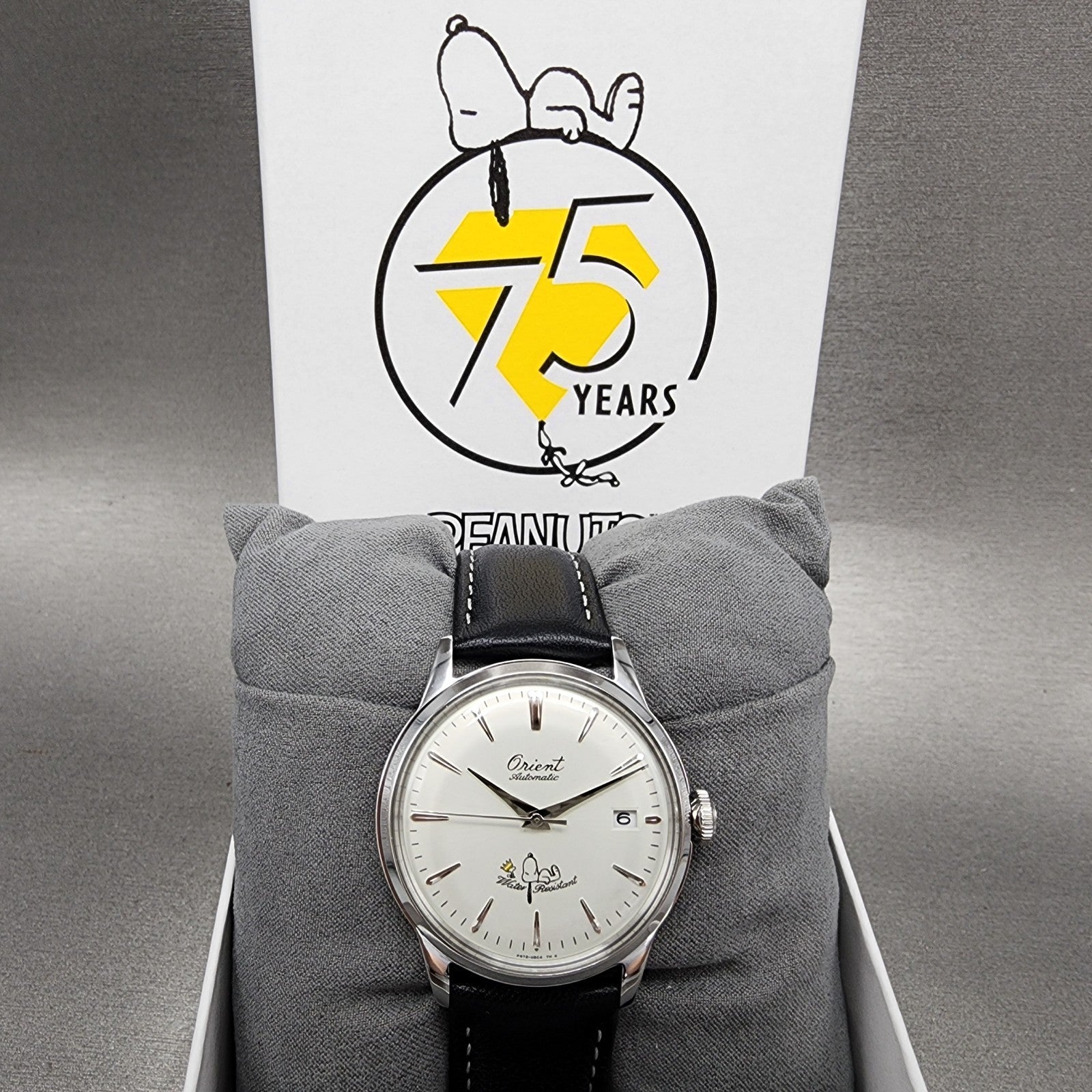 Orient Peanuts Snoopy Bambino Watch Men 38mm White Dial Steel Date Automatic0