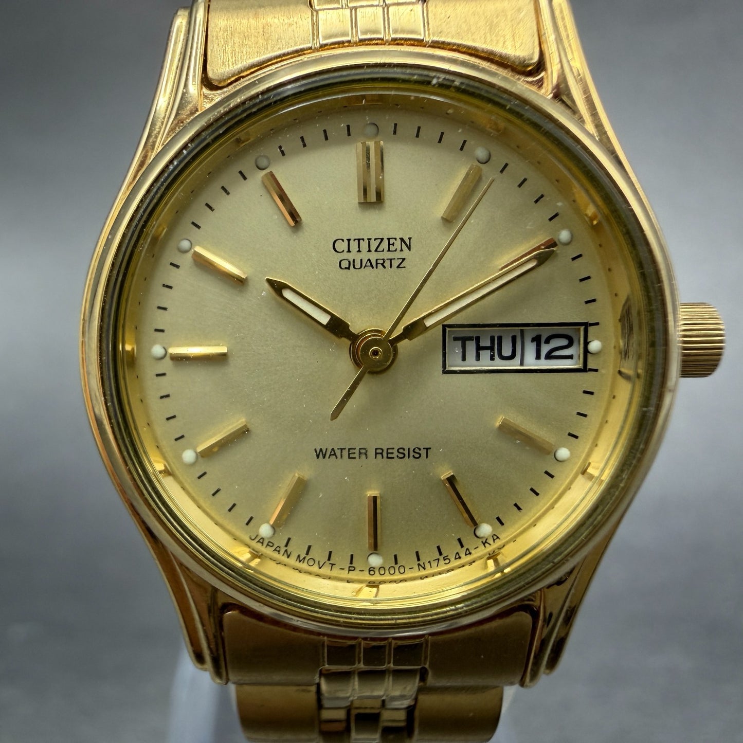 Citizen Watch Women 23mm Champagne Dial Gold Tone Daydate 6000-S38231 New BattAB1