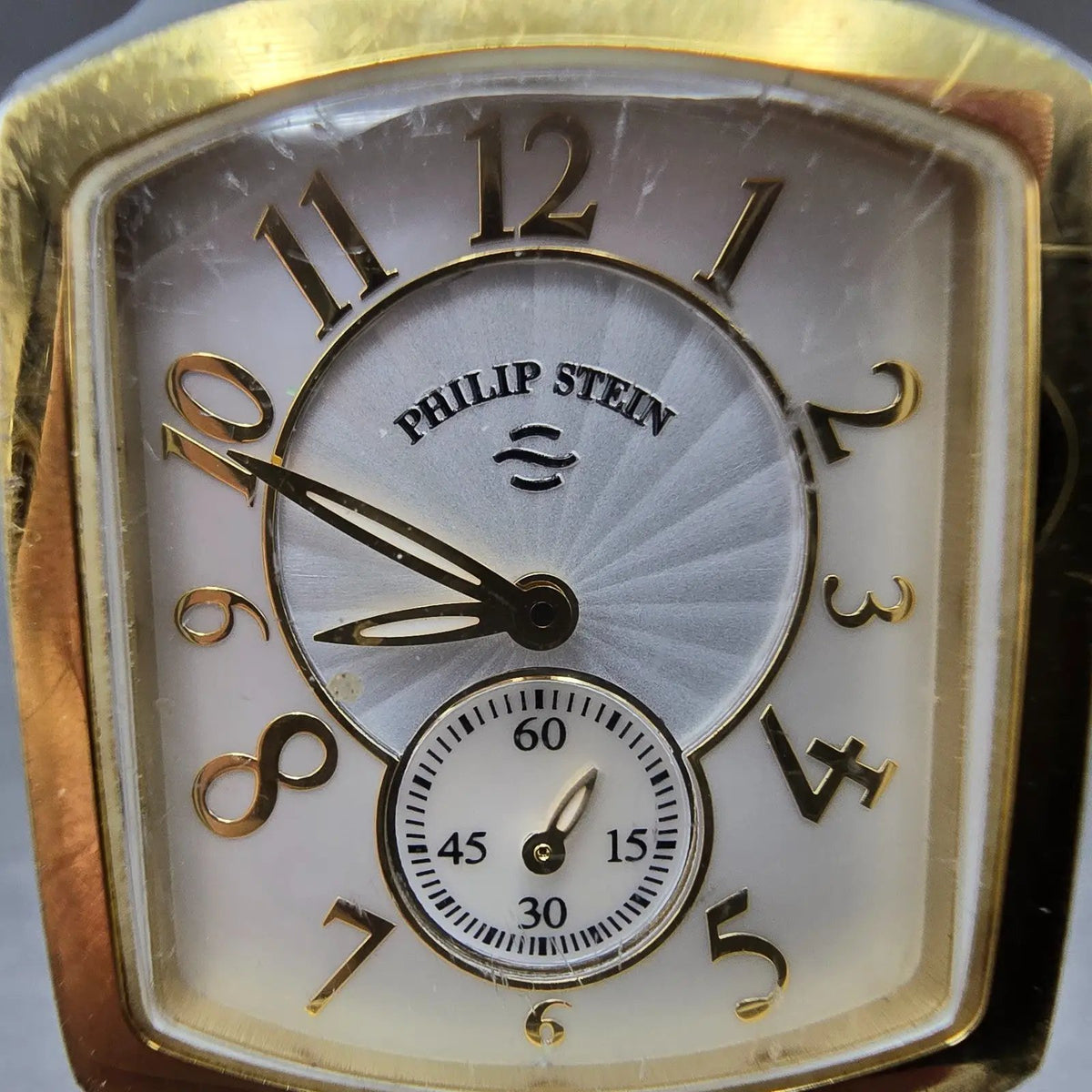 Philip Stein Signature Square Watch Women 28mm MOP Dial Two Tone Rectangle Works1