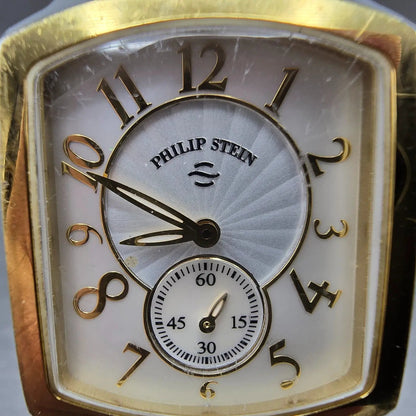 Philip Stein Signature Square Watch Women 28mm MOP Dial Two Tone Rectangle Works1