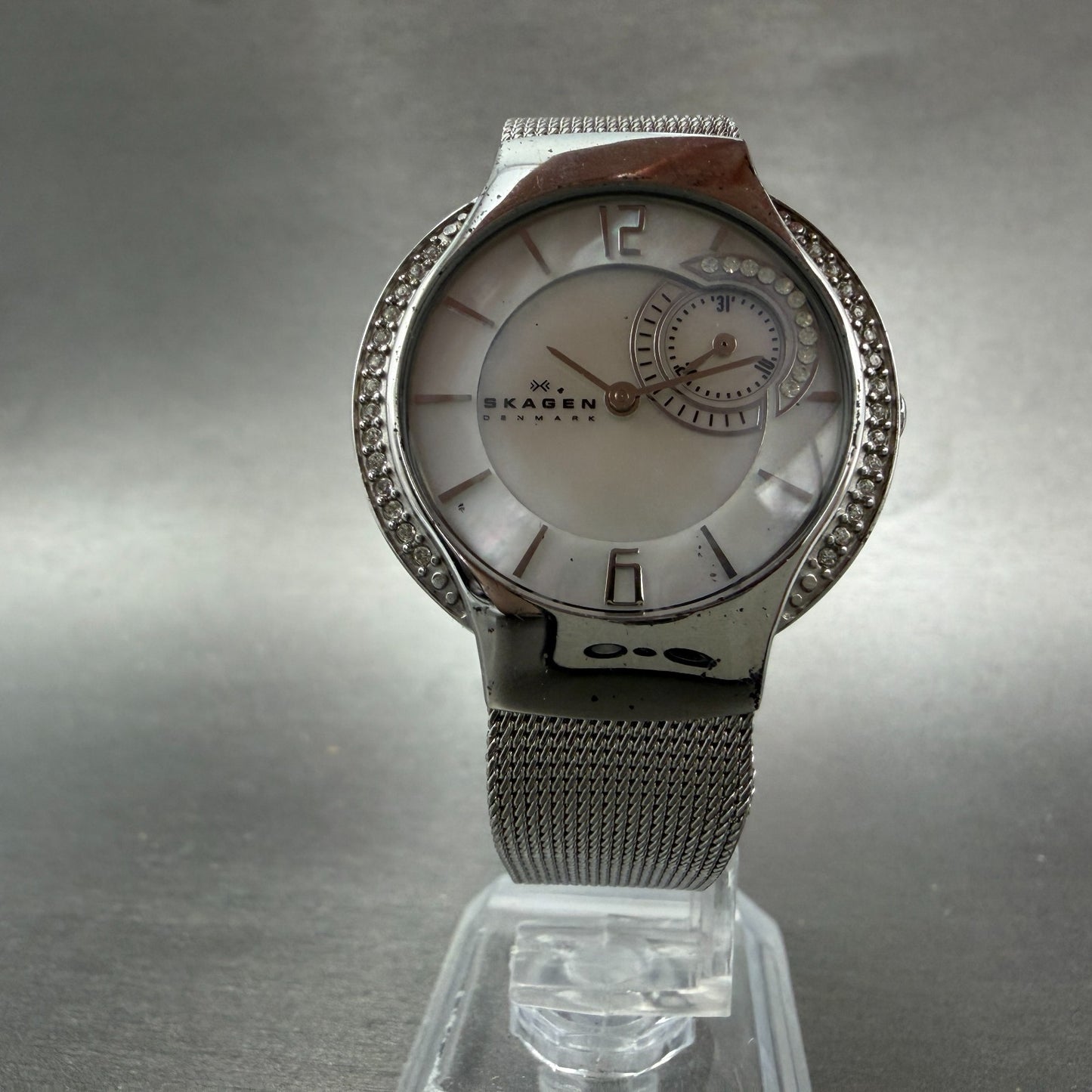 Skagen Watch Women 32mm MOP Dial Steel Small Seconds Round 810SSS New Batt5