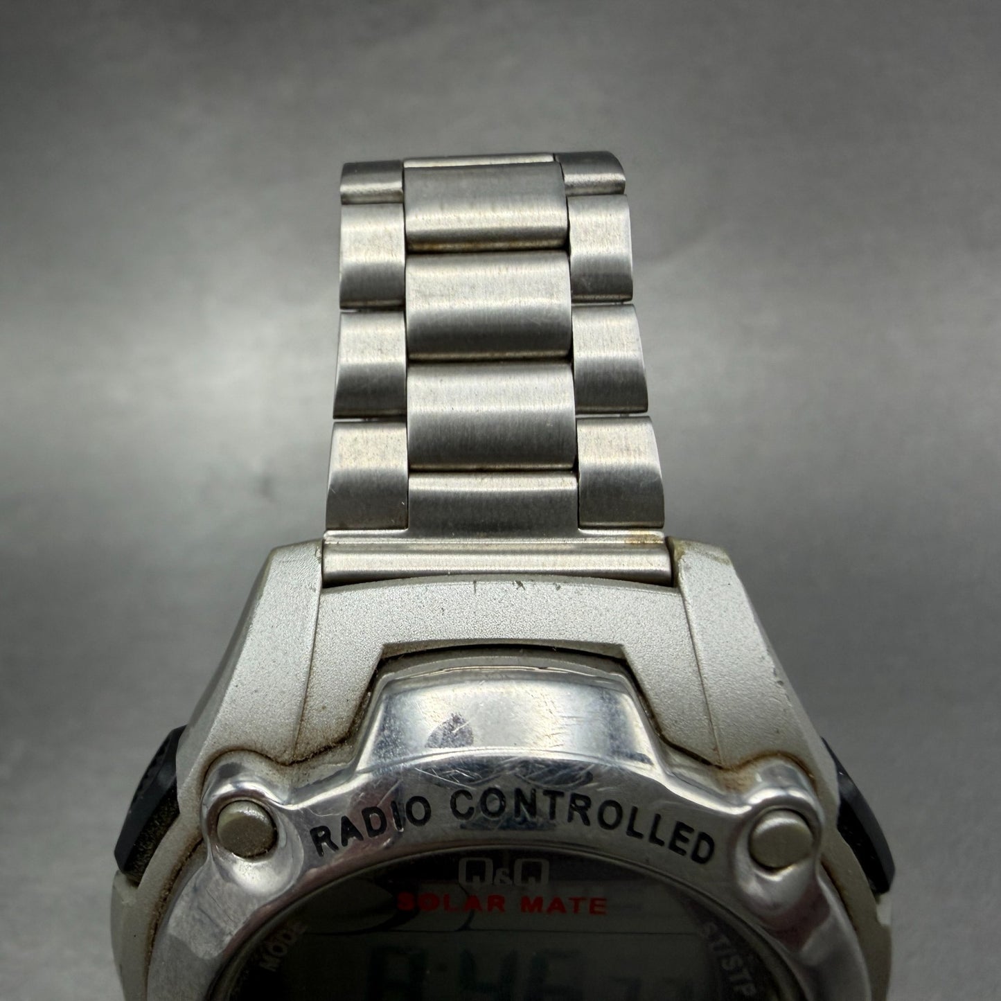 Citizen Q&Q Digital Watch Men 44mm LCD Silver Tone Alarm Chronograph Works Solar5