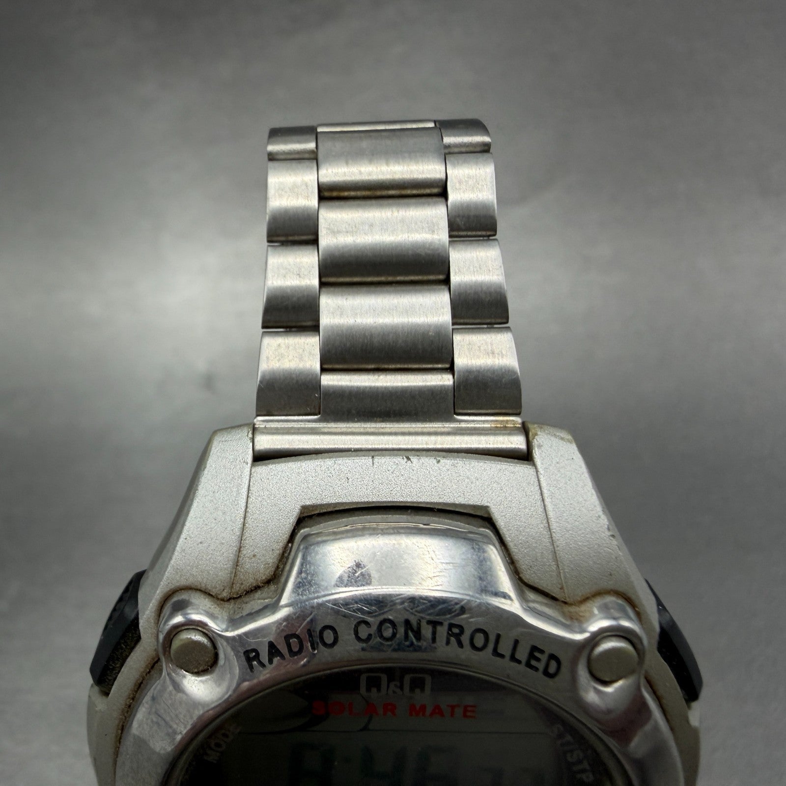 Citizen Q&Q Digital Watch Men 44mm LCD Silver Tone Alarm Chronograph Works Solar5
