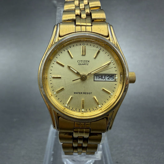 Citizen Watch Women 23mm Champagne Dial Gold Tone Daydate 6000-S38231 New BattKL0