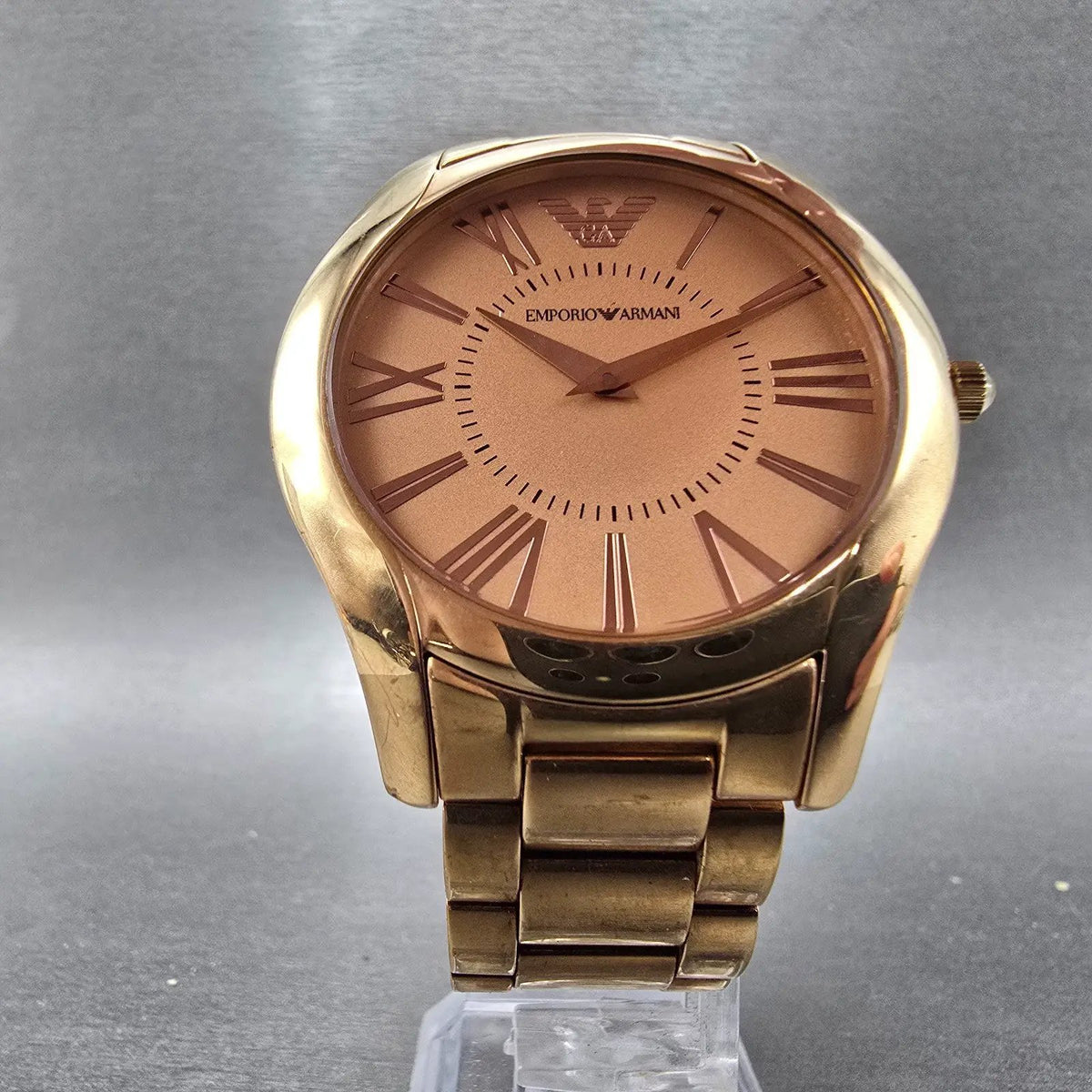 Emporio Armani Valente Watch Men 42mm Brown Dial Rose Gold Small Seconds Newbat6