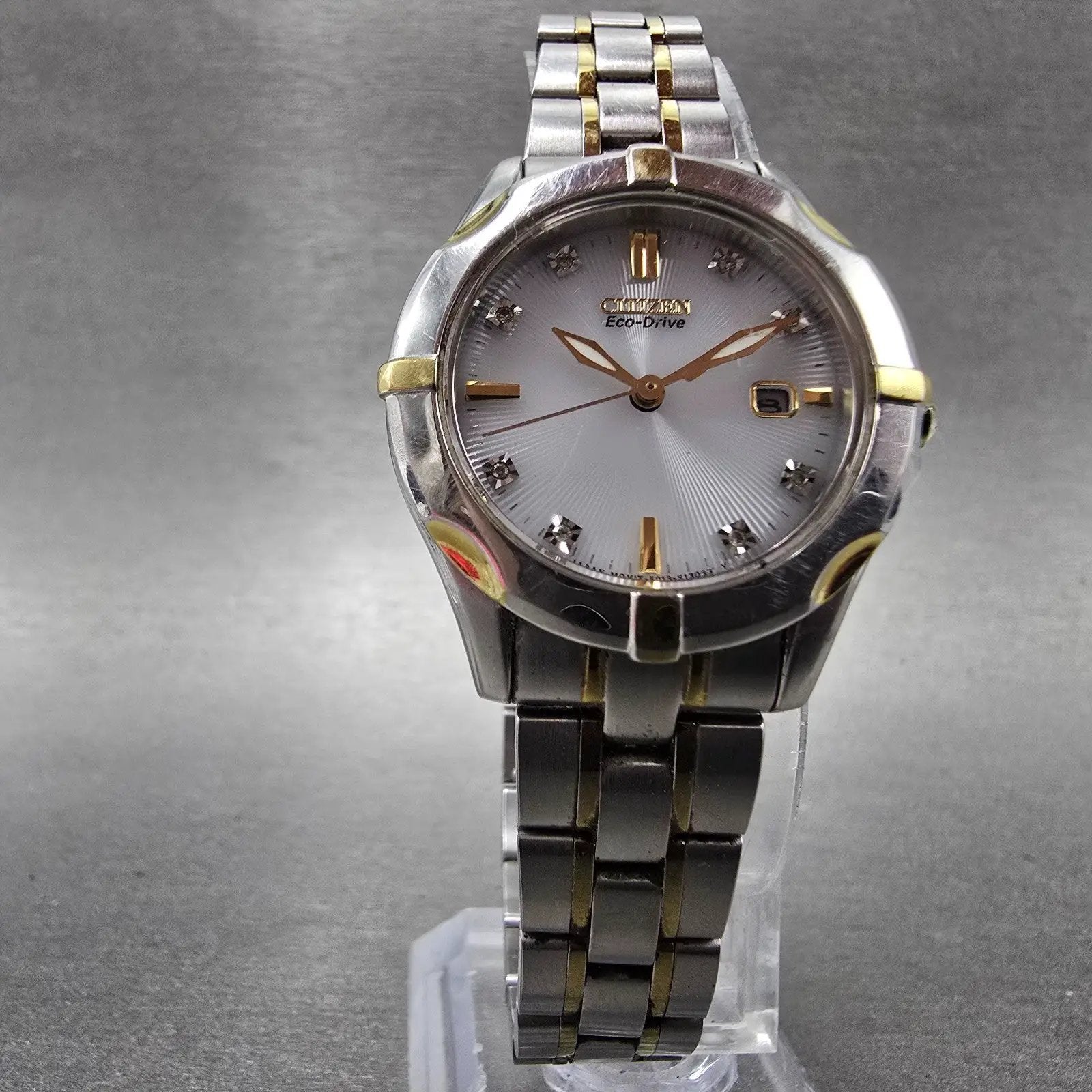 Citizen Eco-Drive Watch Women 29mm White Dial Two Tone Date Runs5