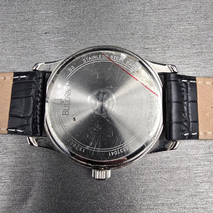 Bulova Watch Men 38mm Silver Dial Silver Tone Round 96A28 New Battery10