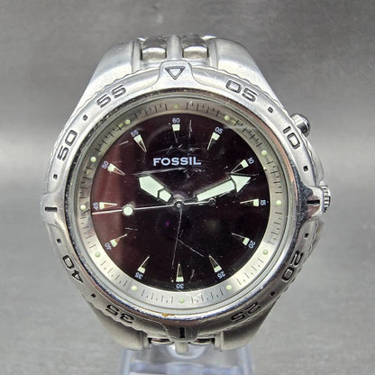 Fossil Blue Watch Men 40mm Red & Silver Dial Silver Tone AM-3614 New Battery0