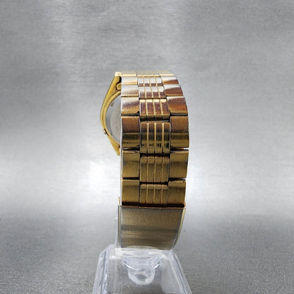 Seiko 5 Automatic Watch Men 38mm White Dial Gold Tone Daydate Round Runs