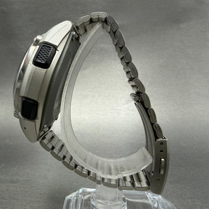 Citizen Q&Q Digital Watch Men 44mm LCD Silver Tone Alarm Chronograph Works Solar7