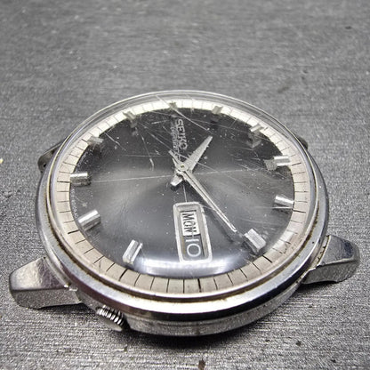 Seiko Weekdater Automatic Watch Men 37mm Gray Dial Steel Daydate 6619-8010 PARTS6