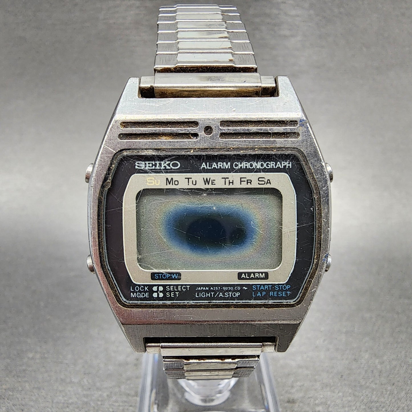 Seiko Digital Watch Men 34mm Steel Alarm Chronograph A2575010 PARTS0