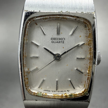Seiko Tank Watch Women 16mm Silver Dial Silver Tone 2C21-5160 New Battery1