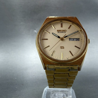 Seiko SQ Watch Men 35mm Cream Dial Gold Tone Daydate 8123-7239 New Battery5
