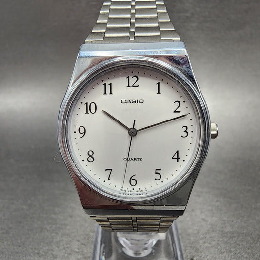 Casio Watch Men 33mm White Dial Silver Tone Round MQ336 New Battery0