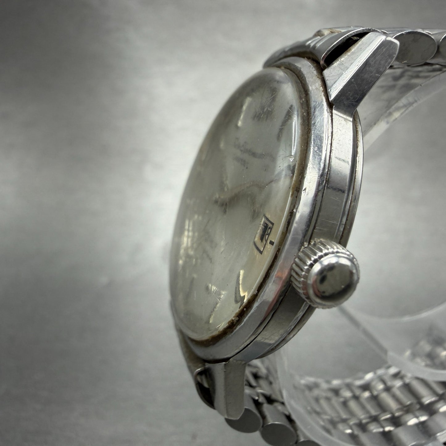 Seiko Sportsman Watch Men 36mm Silver Dial Silver Tone Date Manual 14112 Runs2
