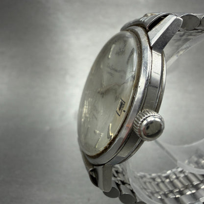 Seiko Sportsman Watch Men 36mm Silver Dial Silver Tone Date Manual 14112 Runs2