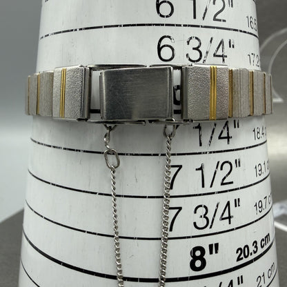 Seiko Watch Women 14mm Silver Dial Two Tone Rectangle 2E20-7259 New Battery10