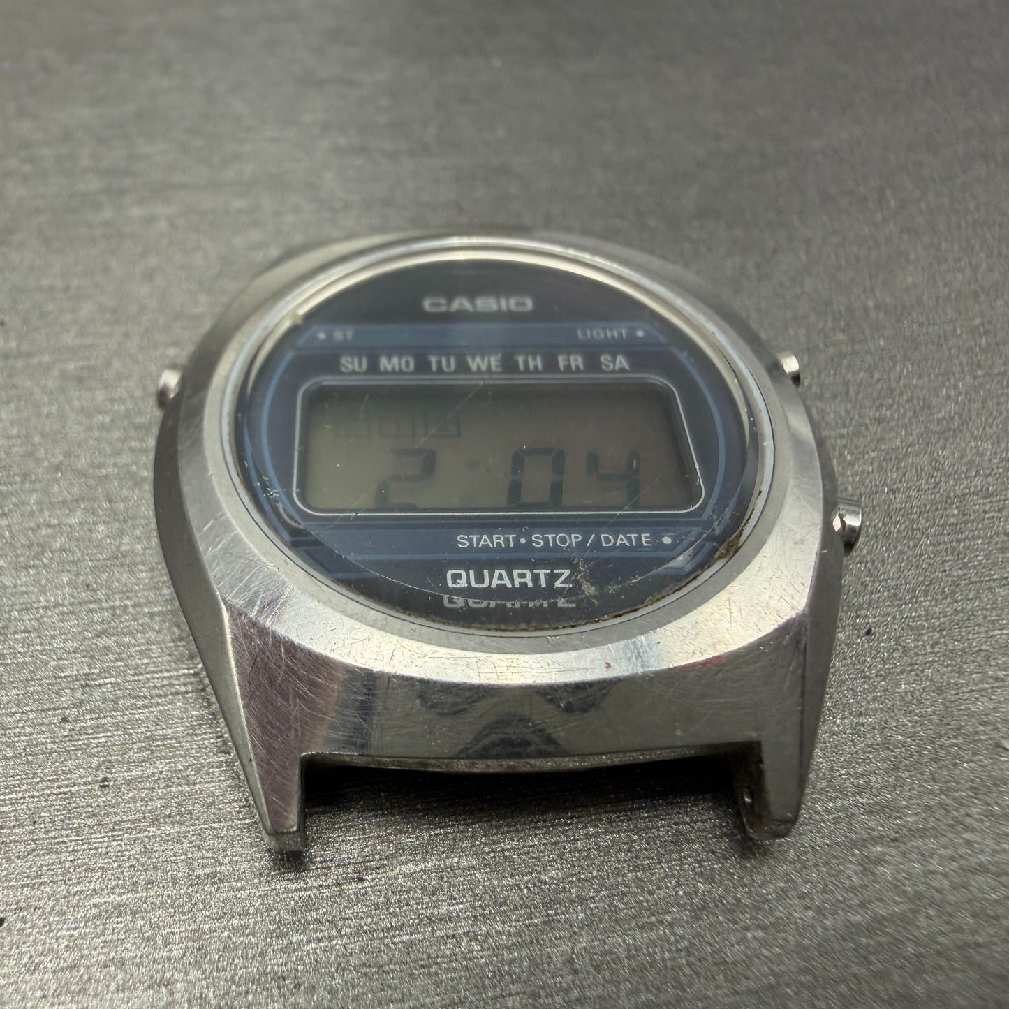 Casio 31QR29 Watch Men 34mm Digital Silver Tone Daydate Round New battery VTG6