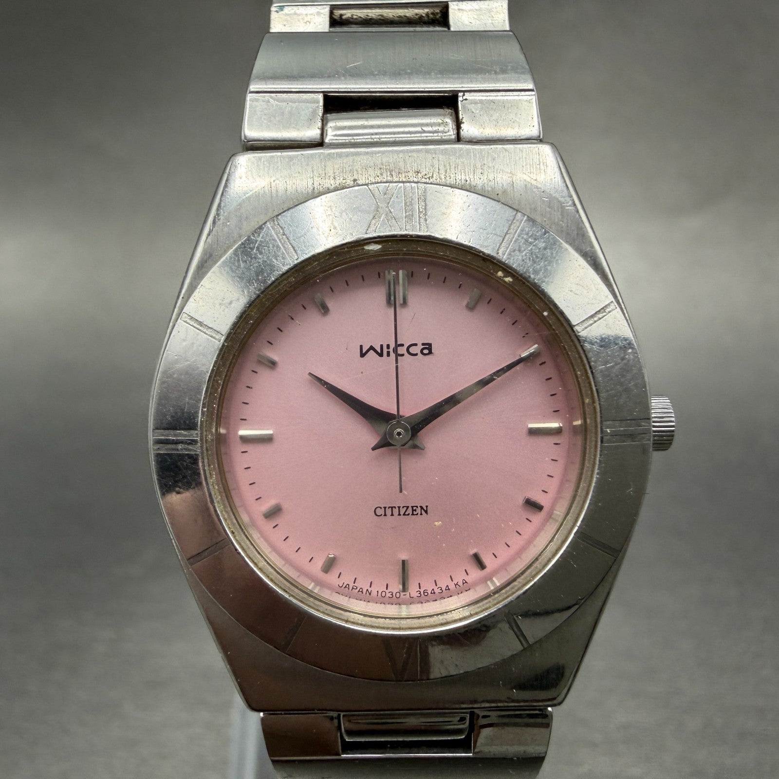 Citizen Wicca Watch Women 26mm Pink Dial Silver Tone 1032-L19451 New Battery0