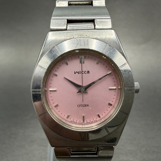 Citizen Wicca Watch Women 26mm Pink Dial Silver Tone 1032-L19451 New Battery0
