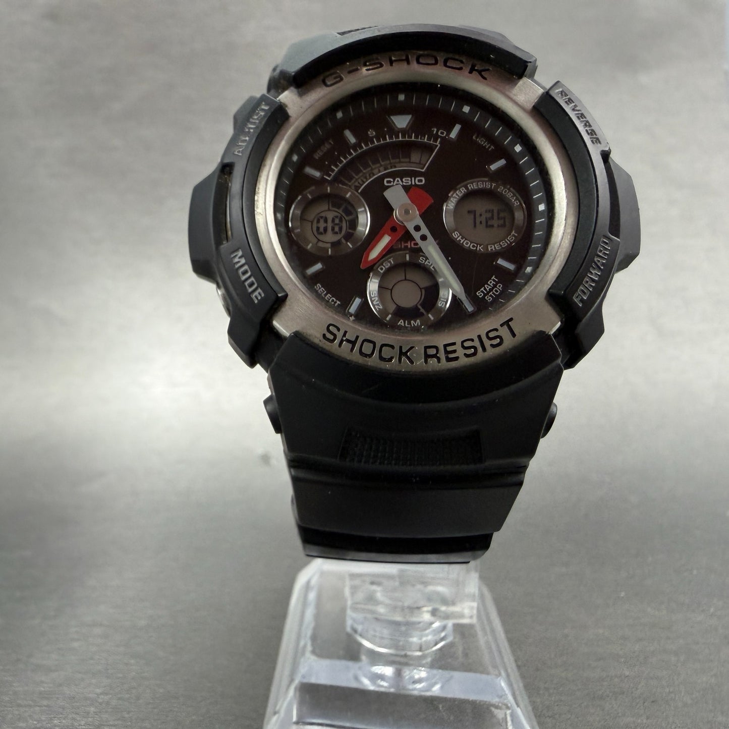 Casio G-Shock AW-590 Watch Men 47mm Black Tone Gray Bezel Alarm Chrono New BattA5