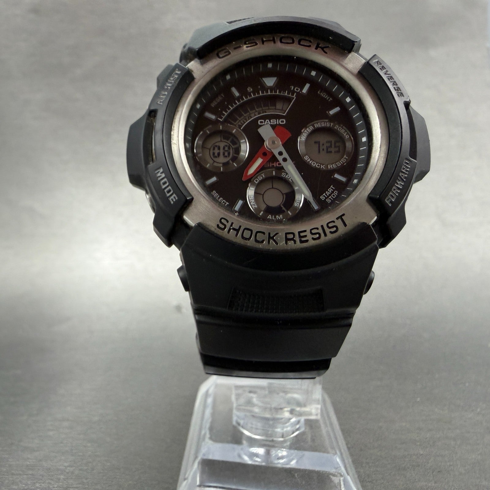 Casio G-Shock AW-590 Watch Men 47mm Black Tone Gray Bezel Alarm Chrono New BattA5