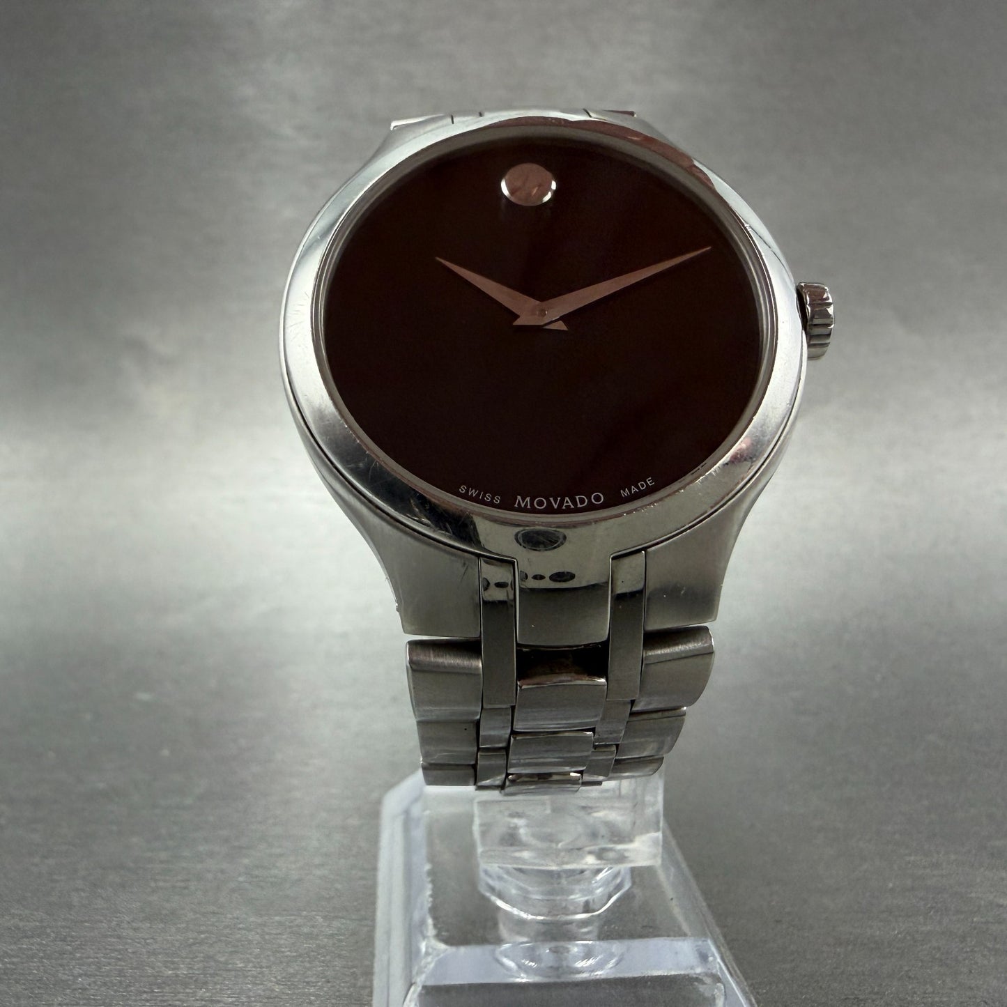 Movado Museum Watch Men 39mm Black Dial Silver Tone 01.1.14.1085 New Battery5