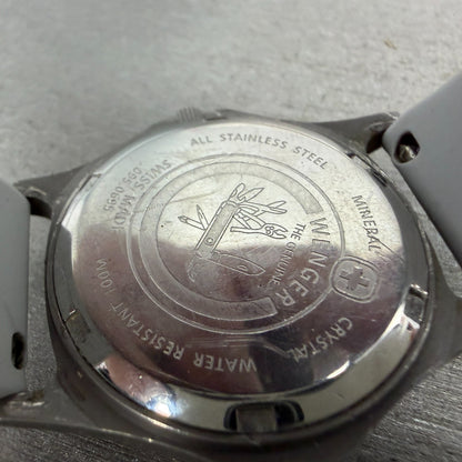Wenger SMT Watch Men 35mm Black Dial Steel Date Round 095.0695 New Battery9