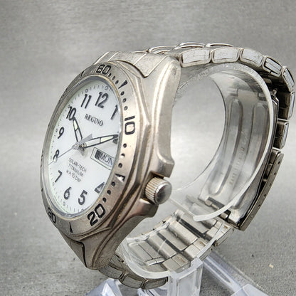 Citizen Reguno Solar Watch Men 39mm White Dial Titanium Daydate Round Runs2
