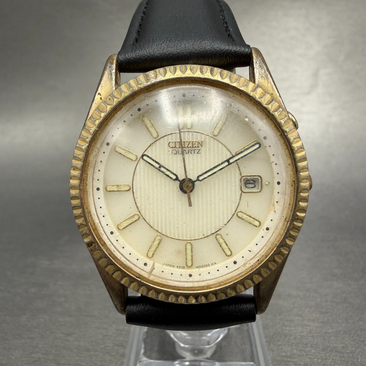 Citizen Watch Men 36mm White Dial Gold Tone Date Round 6210-H00044 New Battery0