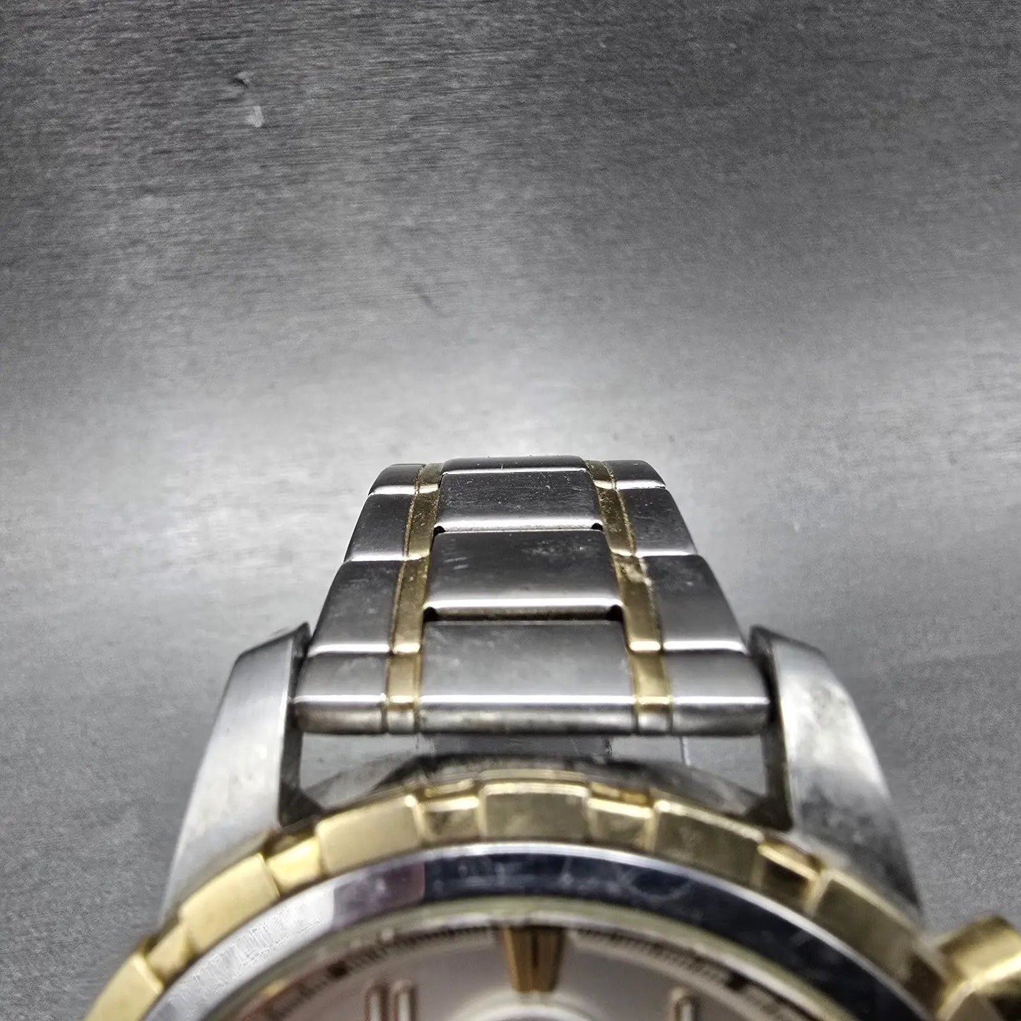 Fossil Dean Chronograph Watch Men 45mm Silver Dial Two Tone Date FS4795 New Bat5