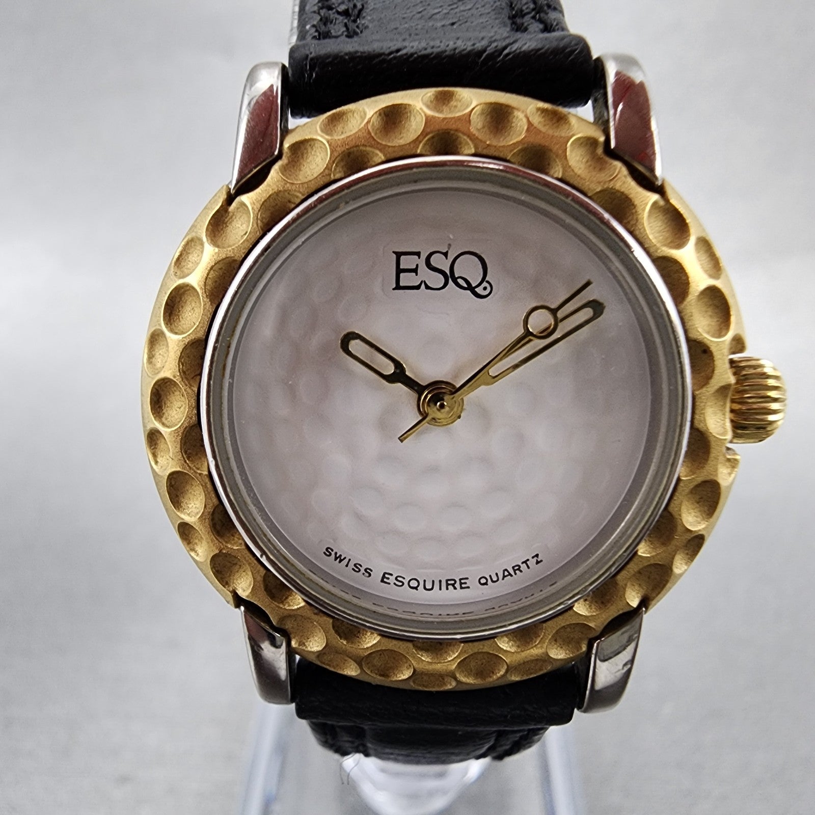 ESQ Watch Women 28mm White Dial Two Tone Round 100216 Golf Ball New Battery1