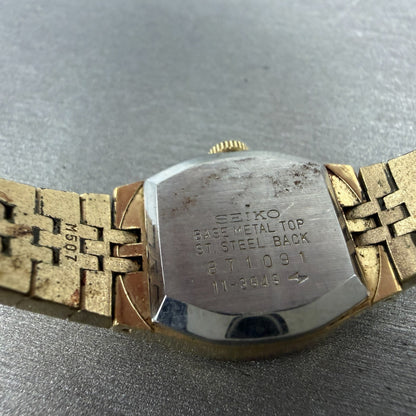 Seiko Watch Women 19mm Brown Dial Gold Tone Rectangle Manual Wind Runs 11-3949 09