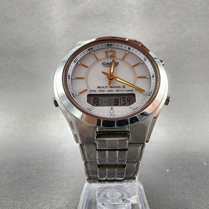 Casio Lineage LCWM200 Watch Men 38mm White Dial Steel Analog Digital Solar Runs5